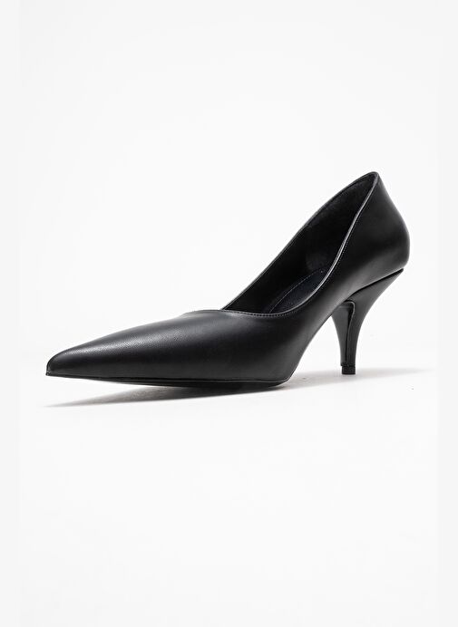 MARCUS Siyah Cilt Kadın Topuklu Ayakkabı - Görsel 5