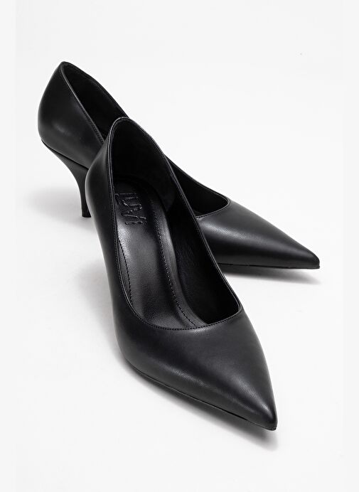 MARCUS Siyah Cilt Kadın Topuklu Ayakkabı - Görsel 2