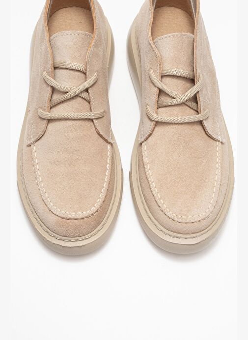 LILYA Bej Süet Hakiki Deri Kadın Chukka Bot - Görsel 3