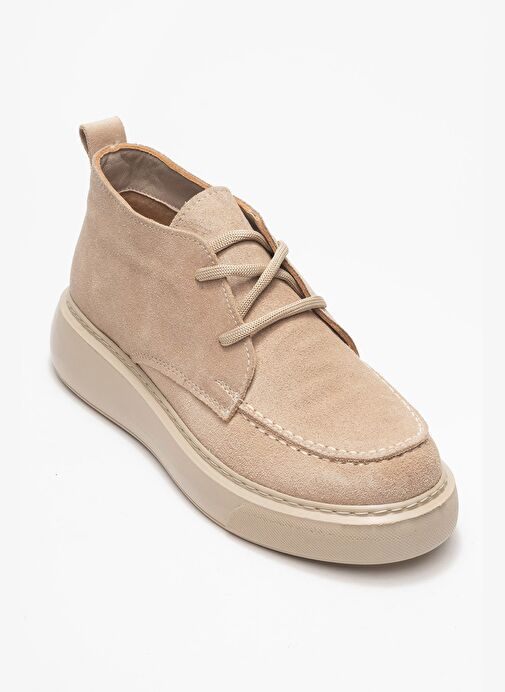 LILYA Bej Süet Hakiki Deri Kadın Chukka Bot - Görsel 4