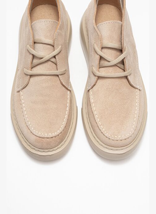 LILYA Bej Süet Hakiki Deri Kadın Chukka Bot - Görsel 2