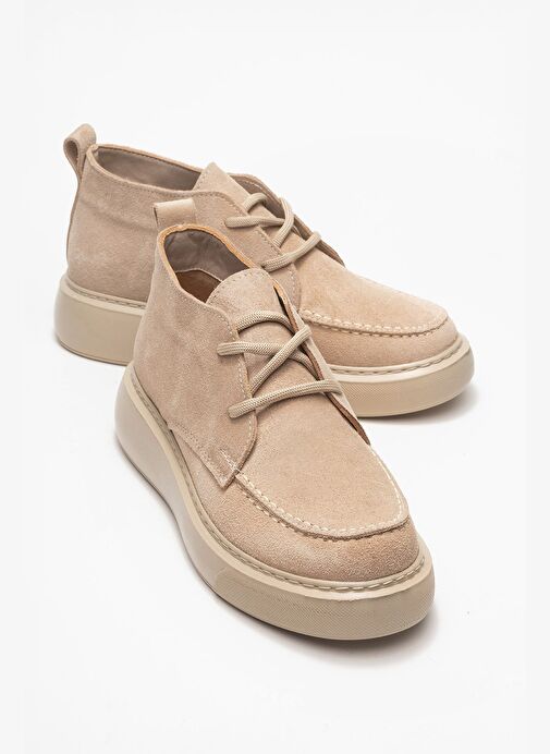 LILYA Bej Süet Hakiki Deri Kadın Chukka Bot - Görsel 2