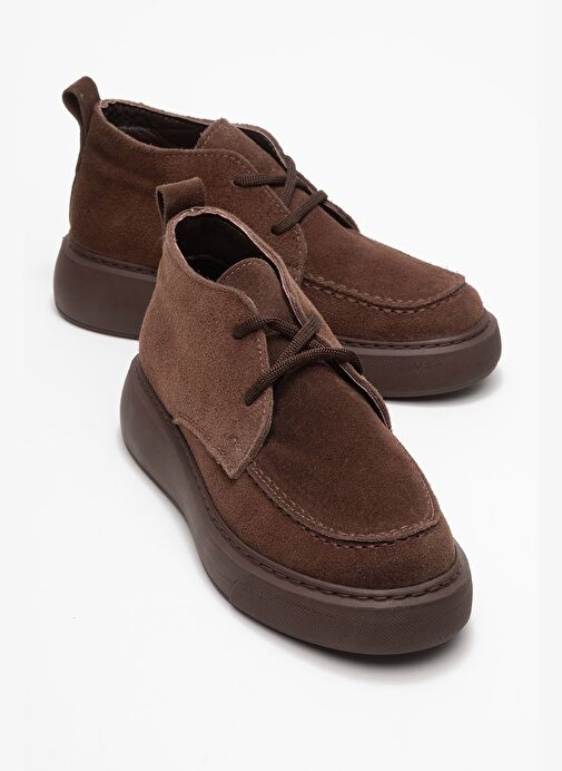 LILYA Kahverengi Süet Hakiki Deri Kadın Chukka Bot - Görsel 2