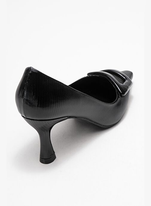 ASTRA Siyah Çizgili Tokalı Kadın Topuklu Ayakkabı - Görsel 6