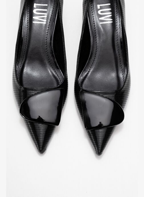 BRIANA Siyah Çizgili Tokalı Kadın Topuklu Ayakkabı - Görsel 3