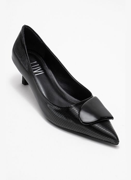 BRIANA Siyah Çizgili Tokalı Kadın Topuklu Ayakkabı - Görsel 4