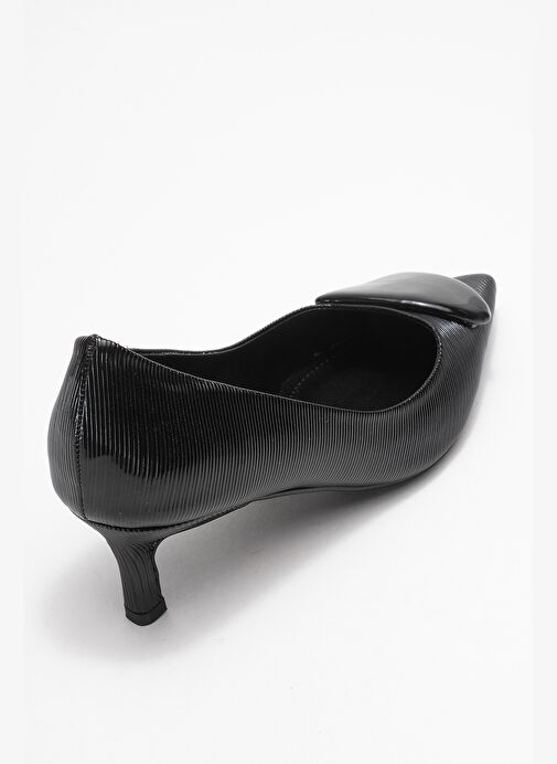 BRIANA Siyah Çizgili Tokalı Kadın Topuklu Ayakkabı - Görsel 6