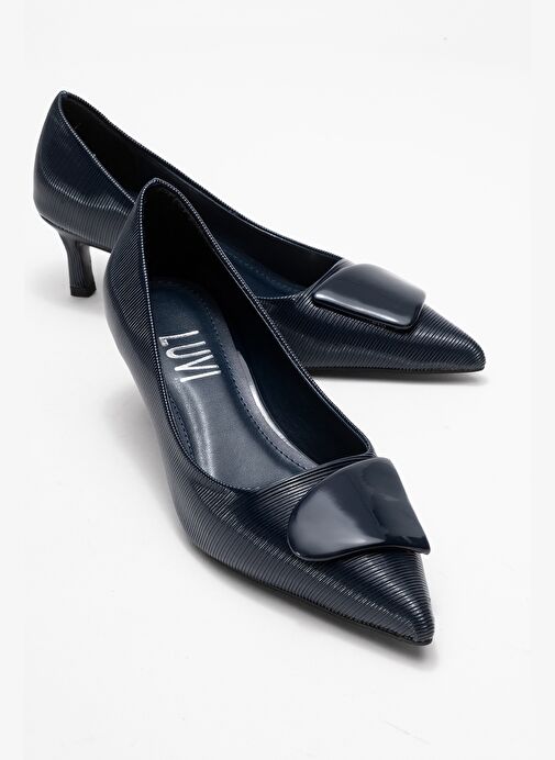 BRIANA Lacivert Çizgili Tokalı Kadın Topuklu Ayakkabı - Görsel 2