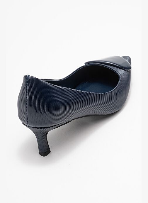 BRIANA Lacivert Çizgili Tokalı Kadın Topuklu Ayakkabı - Görsel 6