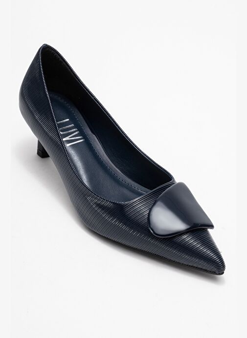BRIANA Lacivert Çizgili Tokalı Kadın Topuklu Ayakkabı - Görsel 4