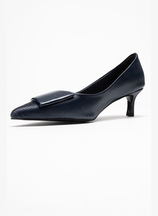 BRIANA Lacivert Çizgili Tokalı Kadın Topuklu Ayakkabı - Görsel 5