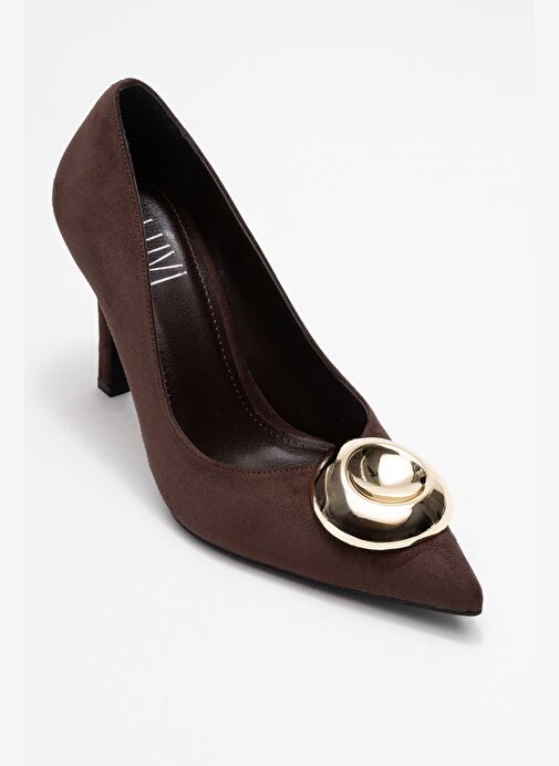 Luvi Shoes Luvi Shoes JORDANA Kahverengi Süet Gold Tokalı Kadın İnce Topuklu Ayakkabı Boyner'de! Belirsiz - 4. görsel