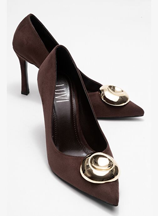 Luvi Shoes Luvi Shoes JORDANA Kahverengi Süet Gold Tokalı Kadın İnce Topuklu Ayakkabı Boyner'de! Belirsiz - 2. görsel