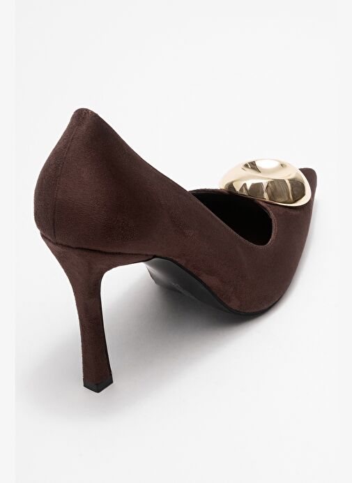 Luvi Shoes Luvi Shoes JORDANA Kahverengi Süet Gold Tokalı Kadın İnce Topuklu Ayakkabı Boyner'de! Belirsiz - 6. görsel