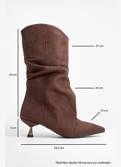 STEIN Kahverengi Süet Sivri Burunlu Körüklü Kadın Kısa Çizme - Görsel 8