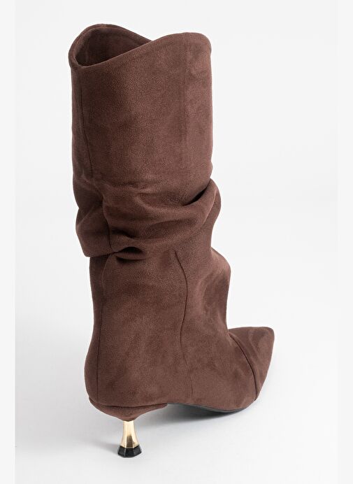 STEIN Kahverengi Süet Sivri Burunlu Körüklü Kadın Kısa Çizme - Görsel 7