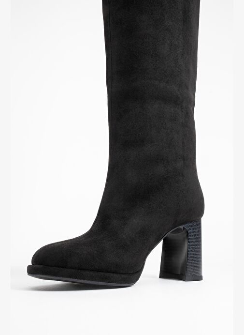 JOSETTE Siyah Süet Kadın Kalın Topuklu Çizme - Görsel 5
