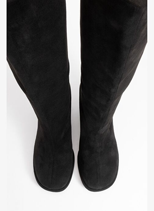 JOSETTE Siyah Süet Kadın Kalın Topuklu Çizme - Görsel 3