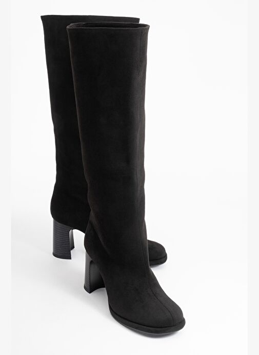 JOSETTE Siyah Süet Kadın Kalın Topuklu Çizme - Görsel 2