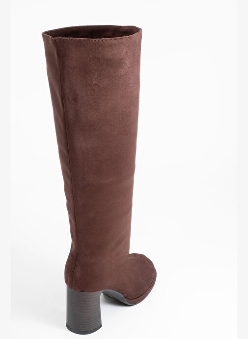 JOSETTE Kahverengi Süet Kadın Kalın Topuklu Çizme - Görsel 6