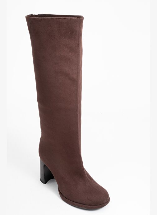 JOSETTE Kahverengi Süet Kadın Kalın Topuklu Çizme - Görsel 4