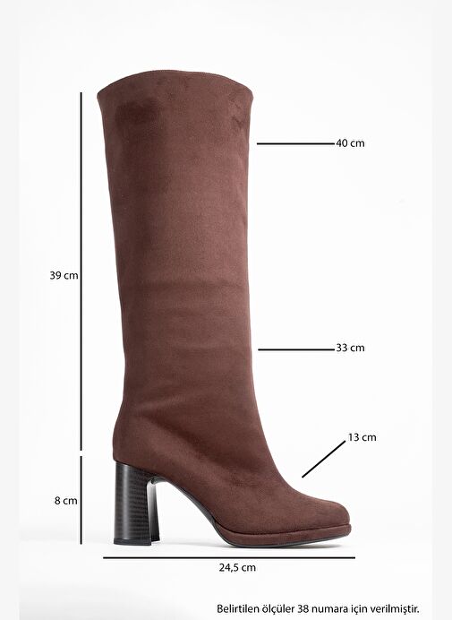JOSETTE Kahverengi Süet Kadın Kalın Topuklu Çizme - Görsel 7