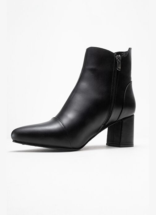 GAEL Siyah Cilt Hakiki Deri Kadın Kalın Topuklu Bot - Görsel 5
