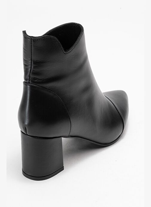GAEL Siyah Cilt Hakiki Deri Kadın Kalın Topuklu Bot - Görsel 6