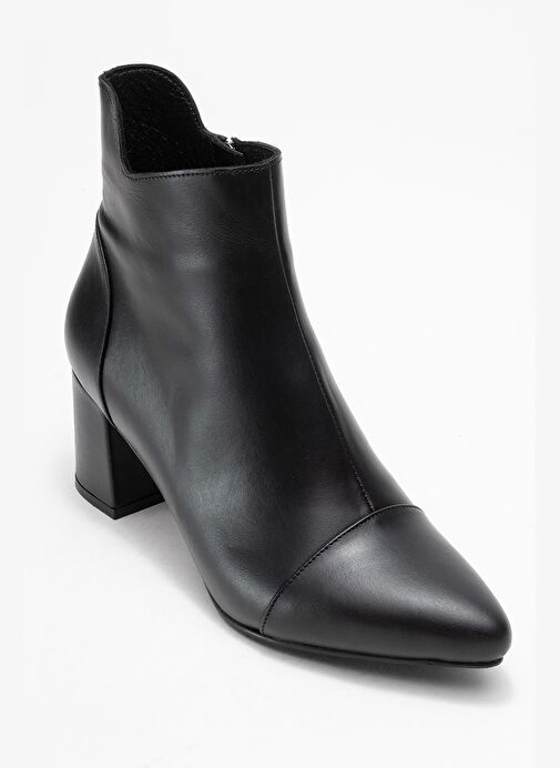 GAEL Siyah Cilt Hakiki Deri Kadın Kalın Topuklu Bot - Görsel 4
