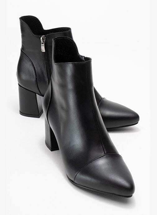 GAEL Siyah Cilt Hakiki Deri Kadın Kalın Topuklu Bot - Görsel 2
