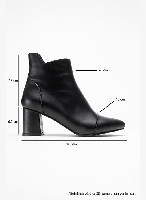 GAEL Siyah Cilt Hakiki Deri Kadın Kalın Topuklu Bot - Görsel 7