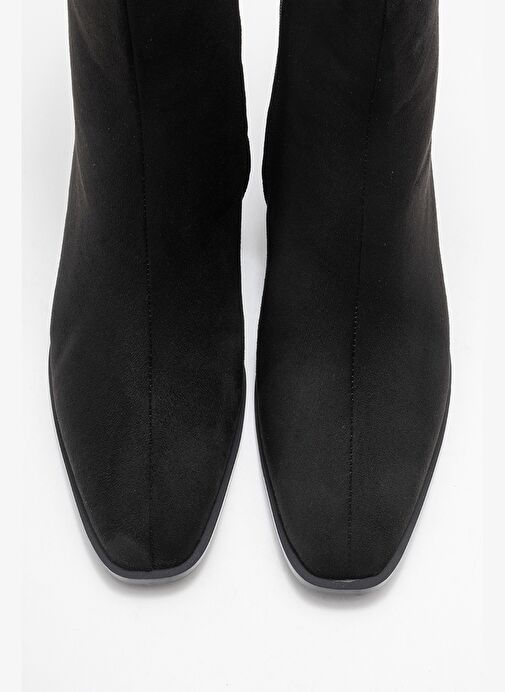 CHARA Siyah Süet Kadın Kalın Topuklu Bot - Görsel 3