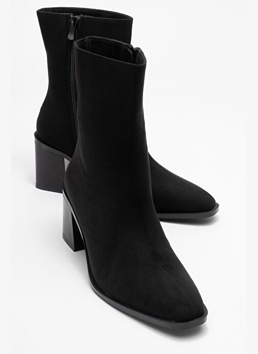 CHARA Siyah Süet Kadın Kalın Topuklu Bot - Görsel 2