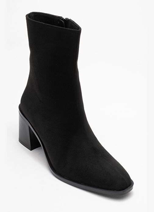 CHARA Siyah Süet Kadın Kalın Topuklu Bot - Görsel 4