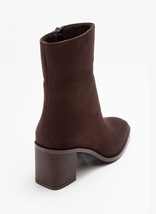 CHARA Kahverengi Süet Kadın Kalın Topuklu Bot - Görsel 6