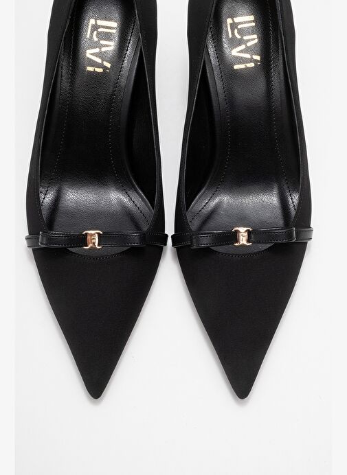 ANNIE Siyah Fiyonklu Kadın Topuklu Ayakkabı - Görsel 3