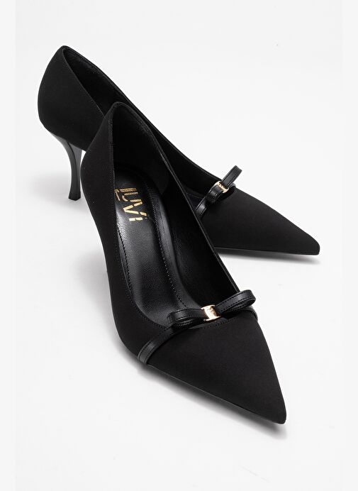 ANNIE Siyah Fiyonklu Kadın Topuklu Ayakkabı - Görsel 2