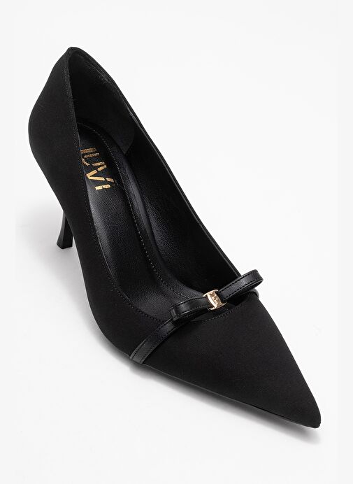 ANNIE Siyah Fiyonklu Kadın Topuklu Ayakkabı - Görsel 4