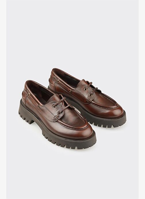 Kahve Deri Kadın Günlük Ayakkabı - Görsel 3