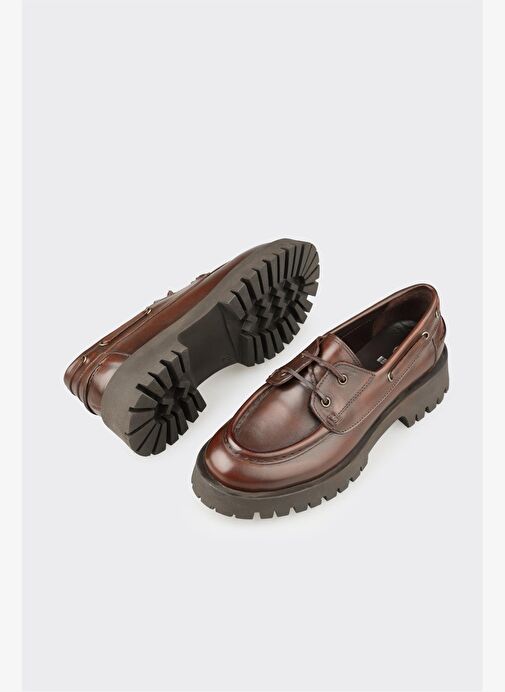 Kahve Deri Kadın Günlük Ayakkabı - Görsel 4