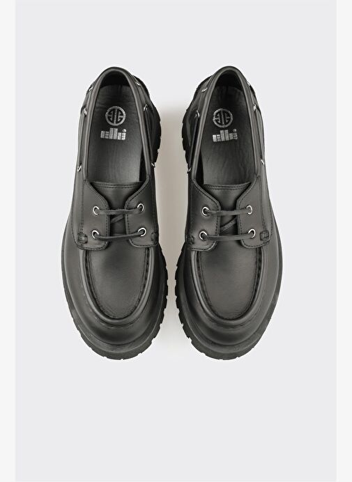 Siyah Deri Kadın Günlük Ayakkabı - Görsel 5