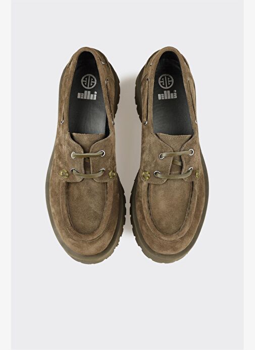 Haki Deri Kadın Günlük Ayakkabı - Görsel 5