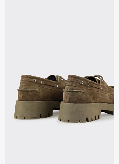 Haki Deri Kadın Günlük Ayakkabı - Görsel 6