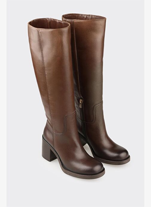 Kahve Deri Kadın Çizme - Görsel 3