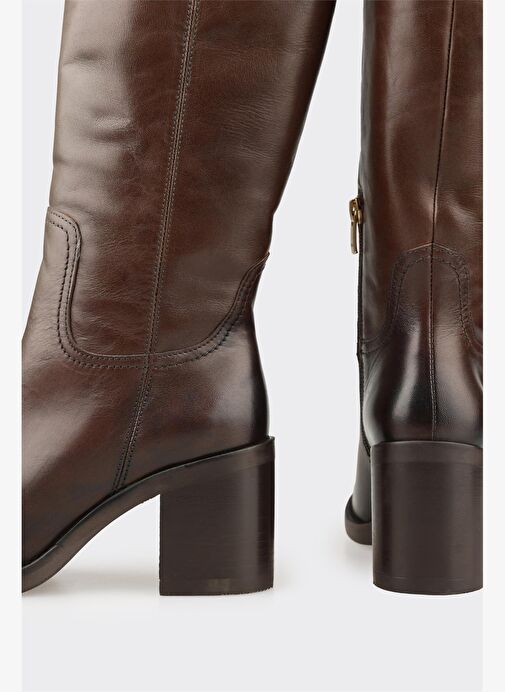 Kahve Deri Kadın Çizme - Görsel 5