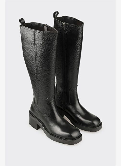 Siyah Deri Kadın Çizme - Görsel 3