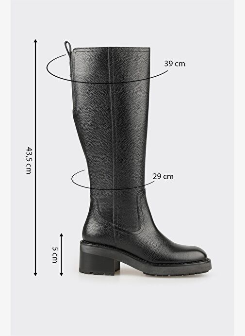 Siyah Deri Kadın Çizme - Görsel 6