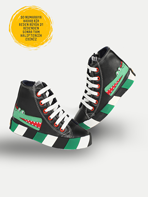 Timsah Ortopedik Destekli Siyah Erkek Çocuk Sneakers - Görsel 4