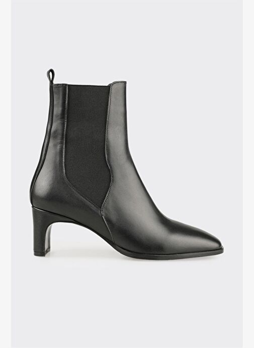 Siyah Deri Kadın Klasik Bot - Görsel 2
