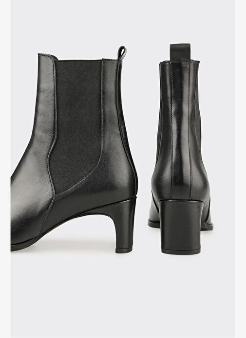 Siyah Deri Kadın Klasik Bot - Görsel 5